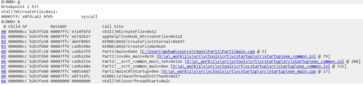 WinDbg Breakpoint at Syscall